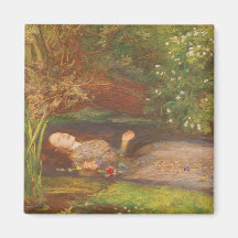 Ophelia by Millais Vintage Victorian Preraphaelite Refrigerator Magnet