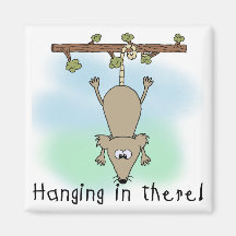 Opossum Hanging in There Refrigerator Magnets