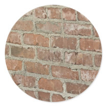 Optical Illusion Red brick wall Round Stickers