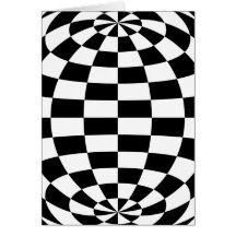 Optical Illusion Round checkers Black White Cards