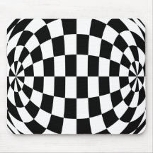 Optical Illusion Round checkers Black White Mousepads