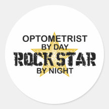 Optometrist Rock Star by Night Round Stickers