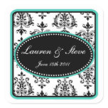 Opulent Damask Stickers- Tiffany Blue