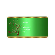 Or d'adresse d'étiquette floral sur le vert étiquettes d’adresse