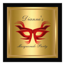 Or élégant de partie de mascarade d'or invitation personnalisable