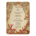 Or et chaux rouges Paisley vintage mariage damassé Invitations Personnalisées