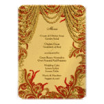 Or et chaux rouges Paisley vintage mariage damassé Bristols Personnalisés