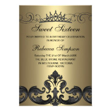 Or et invitation noire d'anniversaire de damassé e