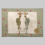 Or et set de table vert de monogramme de girafes sets de table