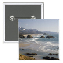 OR, Oregon Coast, Ecola State Park, view of Pinback Button