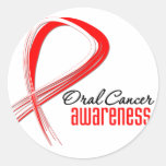 Oral Cancer Awareness Grunge Ribbon Round Sticker