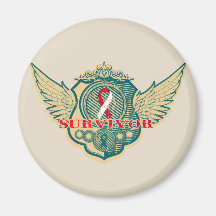 Oral Cancer Survivor Vintage Winged Fridge Magnets