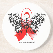 Oral Cancer Tribal Butterfly Coaster