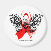 Oral Cancer Tribal Butterfly Fridge Magnet