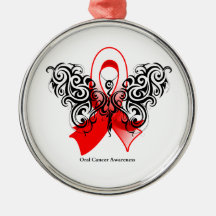 Oral Cancer Tribal Butterfly Christmas Tree Ornaments