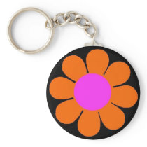 Orange 60's Flower Power Key Chains