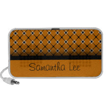 orange and black flower diamond damask PC speakers