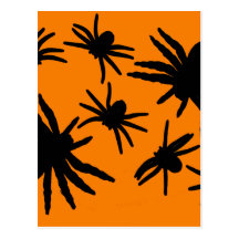 Orange and Black Halloween Spiders Post Cards