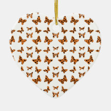 Orange and Black Leopard Spotted Butterfly Pattern Ornaments