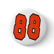 ORANGE AND BLACK NUMBER 88 BUTTON