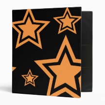 Orange And Black Stars 1" Binder