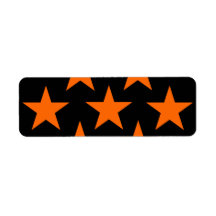 Orange and Black Super Stars Pattern Custom Return Address Label