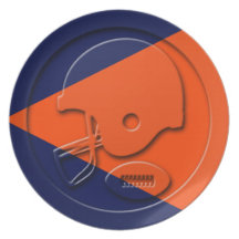 Orange and Blue Football and Helmet Dinner Plates