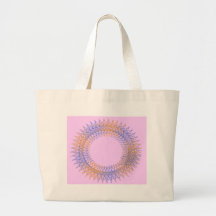 Orange and blue spiky spirograph bags