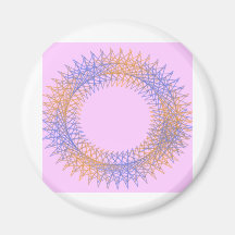 Orange and blue spiky spirograph fridge magnets