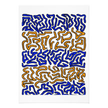 Orange and blue string doodle design personalized announcements