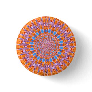 Orange and Blue Sunflower Art Button