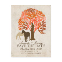 Orange and Brown Autumn Horses Save The Date Postcard