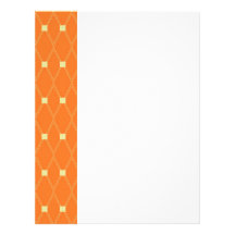 Orange and Cream Diamonds Square Argyle Pattern Personalized Letterhead