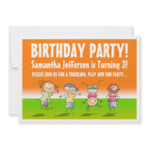 Orange and Green Tumbling Gym Party Invitations