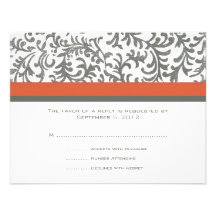 Orange and Grey Wedding RSVP Custom Announcements