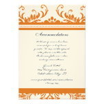 Orange and Ivory Damask Wedding Insert Card Announcement
