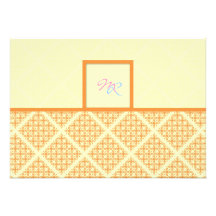 Orange and Ivory Damask Wedding Invitation Templat