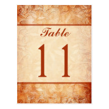 Orange and Ivory Floral Table Number Card Post Card