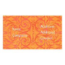 orange and peach damask business card Template
