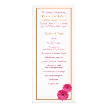 Orange and Pink Gerbera Daisy Wedding Program Invitations