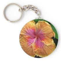 Orange and pink hibiscus key chains