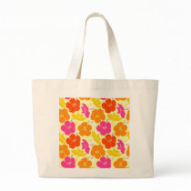 Orange and Pink Hibiscus Pattern Bag