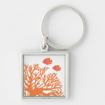 Orange and Pink Tropical Angelfish Keychains