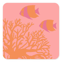 Orange and Pink Tropical Angelfish Sticker