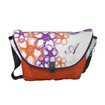 Orange and Purple Wild Flowers Messenger Bags