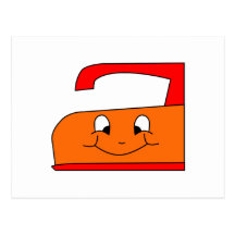 Orange and Red Iron Cartoon. On White. Post Card