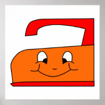 Orange and Red Iron Cartoon. On White. Poster