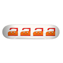 Orange and Red Iron Cartoon. On White. Skate Decks