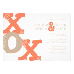 Orange and Tan XOX Wedding Invitation