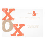 Orange and Tan XOX Wedding RSVP Invitation